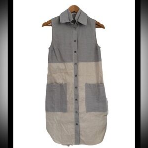 10 Crosby Derek Lam Striped Collared Sleeveless Shirt Dress SIZE P